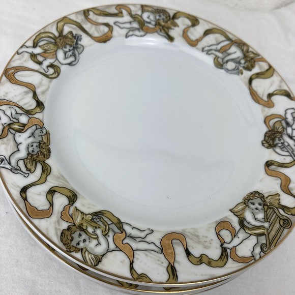SOLD -4pc American Atelier Heavenly Hosts Cherubs Angel Christmas Salad Plate 8" - Picture 7 of 7